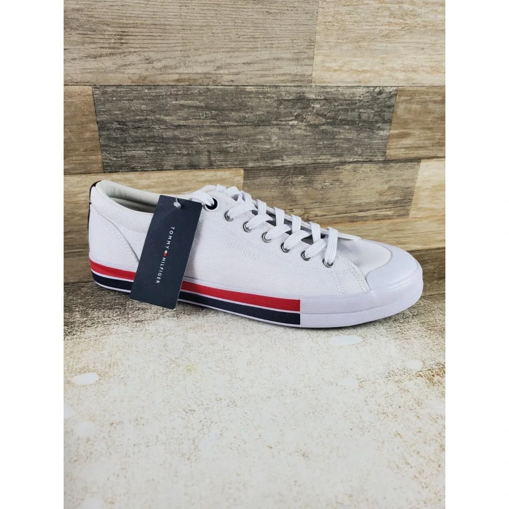 Tommy Hilfiger Reno Mens Shoes Sz 11 Casual White Canvas Lace Up Low Top Sneaker